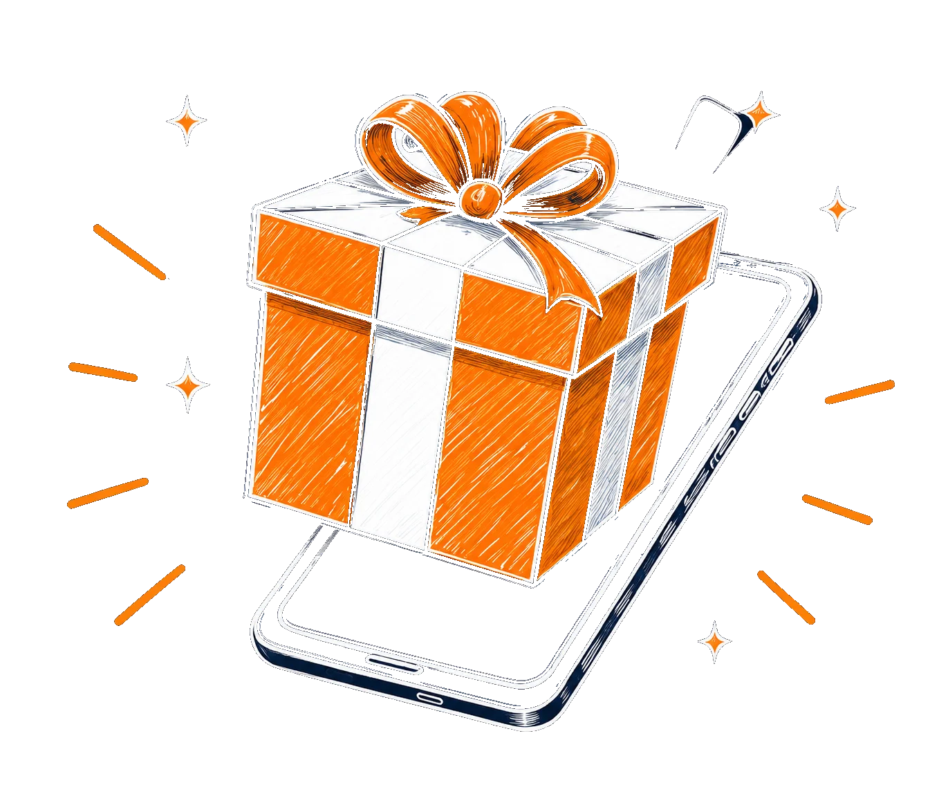Un cadeau qui jaillit d'un téléphone